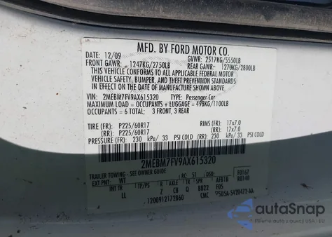 2010 Mercury Grand Marquis Ls (Fleet Only) из США, поврежденный, VIN 2MEBM7FV9AX615320